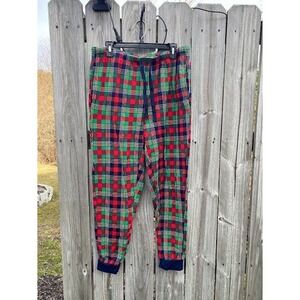 Dearfoams Mens Plaid Pajama Pants Red Green Navy Blue Cozy Comfort Joggers Large